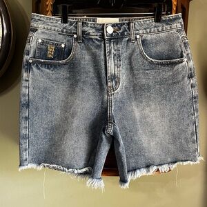 One Teaspoon Jackson Bermuda Long Length Denim Cut Off Jean Shorts Size 30